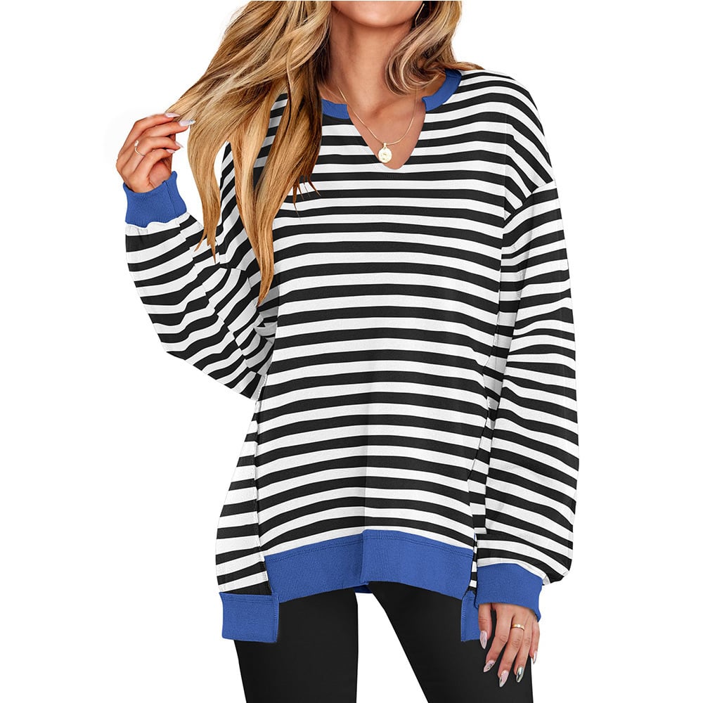 ❄️ Winter 2026 Sale Womens Oversized Sweatshirt V Neck Long Sleeve Tunic Lightweight Pullover 2026 Winter Casual
