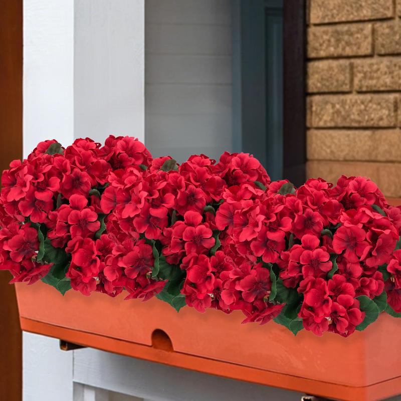 🌺 UV-Resistant Outdoor Geraniums - 49% OFF- ✨ Realistic Red Silk Flowers - No Watering, No Wilting