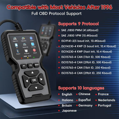🔥OBD2 Advanced Diagnostic Tool Professional Engine Code Reader Reset Real-Time Data