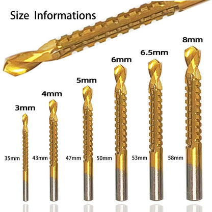 Titanium Coated Carbon Steel Twist Drill Bits(6 Pcs )🔥