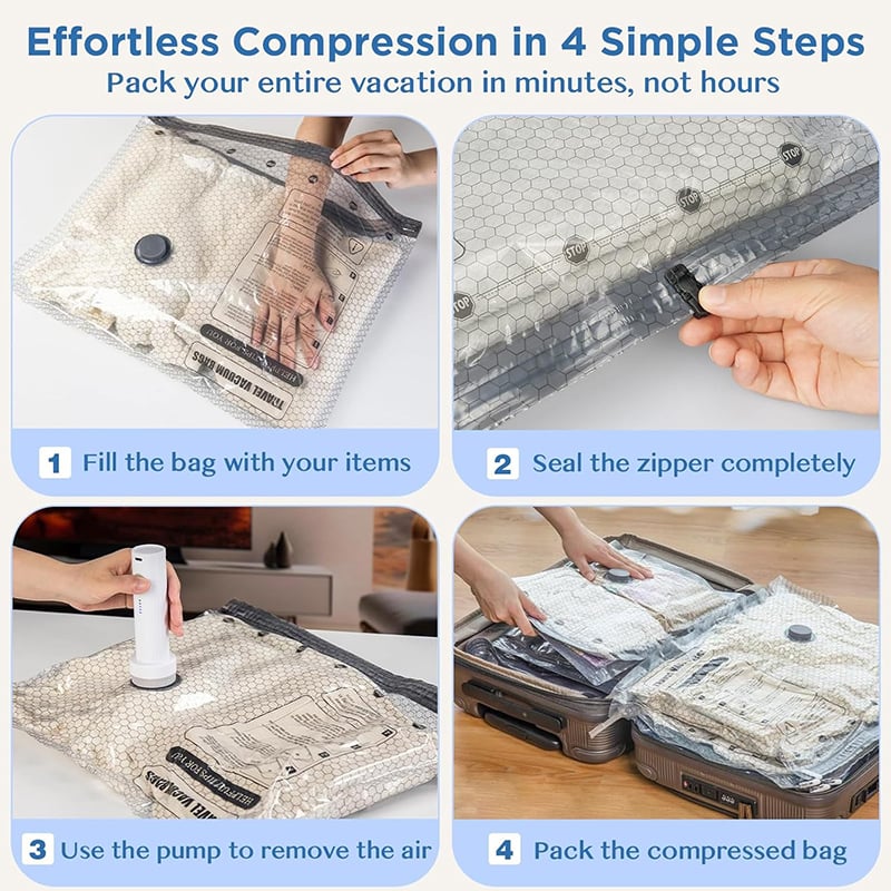 LAST DAY 49% OFF-Cordless Travel Vacuum Storage Compression Bag Set