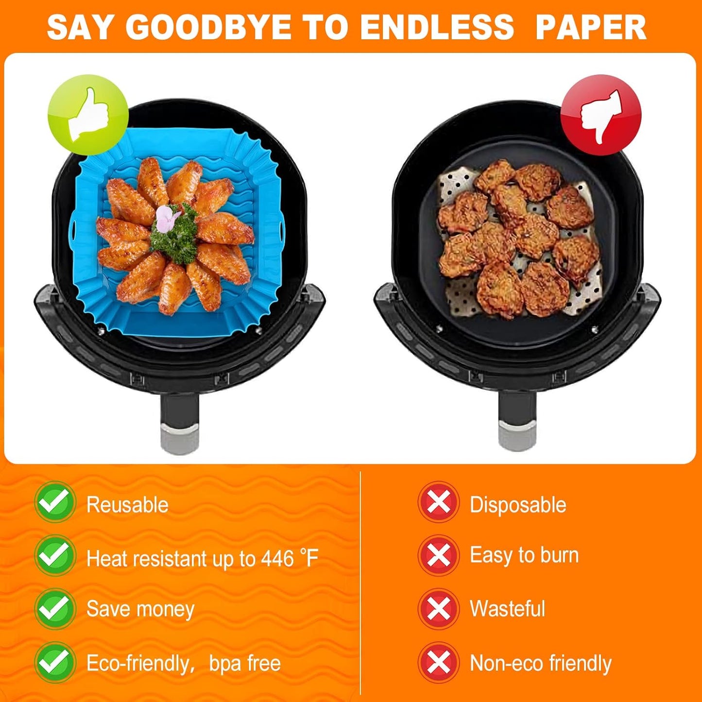 🔥Square Silicone Air Fryer Liners