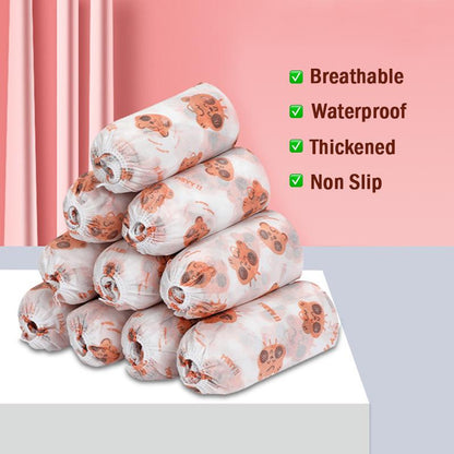 🌟 Easy Wear, Easy Clean – Thickened Disposable Cartoon Shoe Covers, Non-Slip & Anti-Dirty(100 pcs)