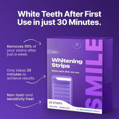 🦷Purple Teeth Whitening Strips - 21 Whitening Sessions - Safe for Enamel - Non Sensitive Teeth Whitening - Peroxide-Free