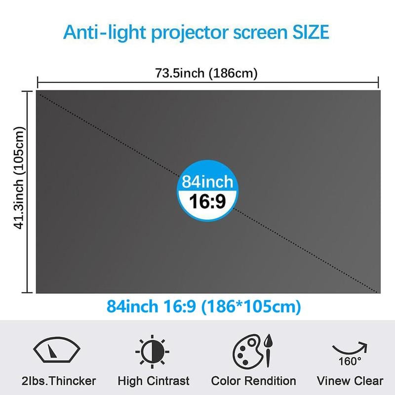 Anti-Light 4K Projector Screen (16:9)🎥✨