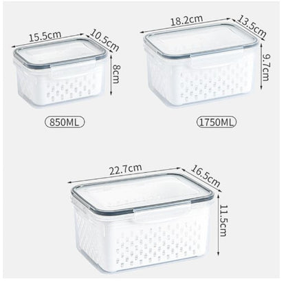 💖Household transparent plastic food storage box-Including drain basket💧
