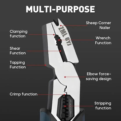 ZML 6-in-1 Multi-Function Wire Stripper Pliers CR-V Steel Diagonal Cutters for Nails Electrical Cables Special Tools with Adjustable Cutting Depth and Sharp Blades