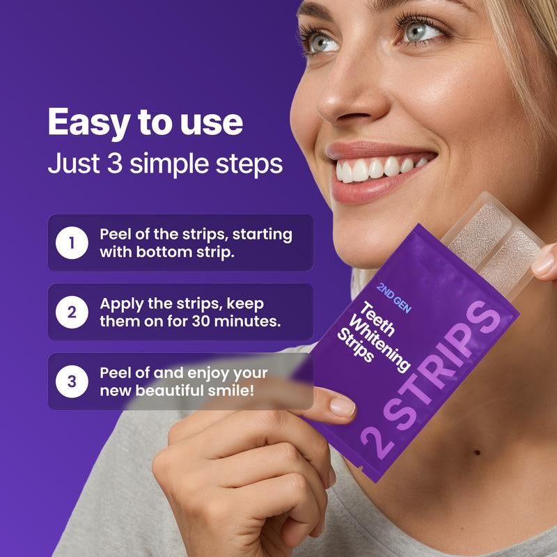 🦷Purple Teeth Whitening Strips - 21 Whitening Sessions - Safe for Enamel - Non Sensitive Teeth Whitening - Peroxide-Free
