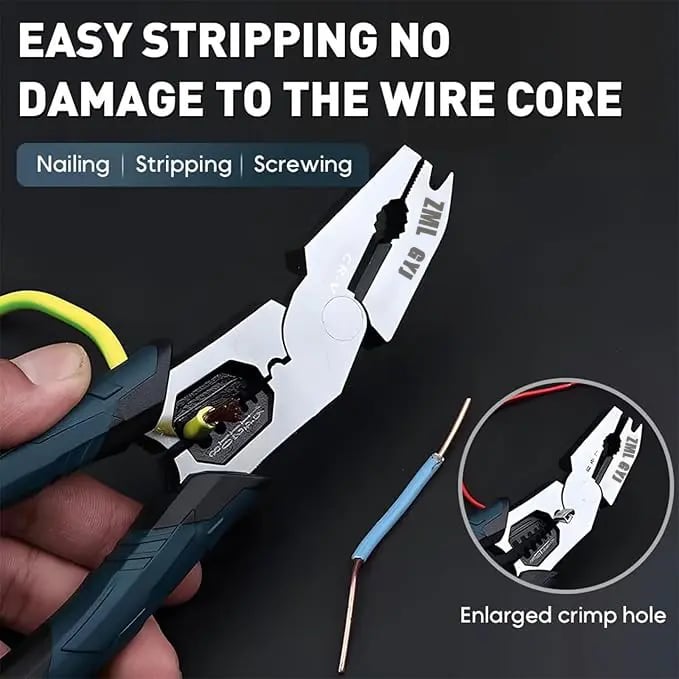 ZML 6-in-1 Multi-Function Wire Stripper Pliers CR-V Steel Diagonal Cutters for Nails Electrical Cables Special Tools with Adjustable Cutting Depth and Sharp Blades