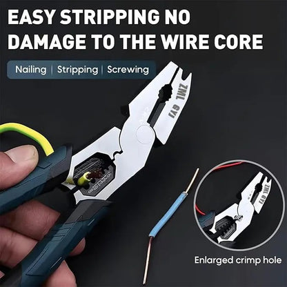 ZML 6-in-1 Multi-Function Wire Stripper Pliers CR-V Steel Diagonal Cutters for Nails Electrical Cables Special Tools with Adjustable Cutting Depth and Sharp Blades