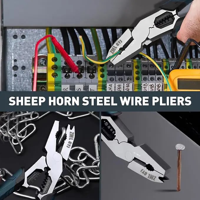 ZML 6-in-1 Multi-Function Wire Stripper Pliers CR-V Steel Diagonal Cutters for Nails Electrical Cables Special Tools with Adjustable Cutting Depth and Sharp Blades