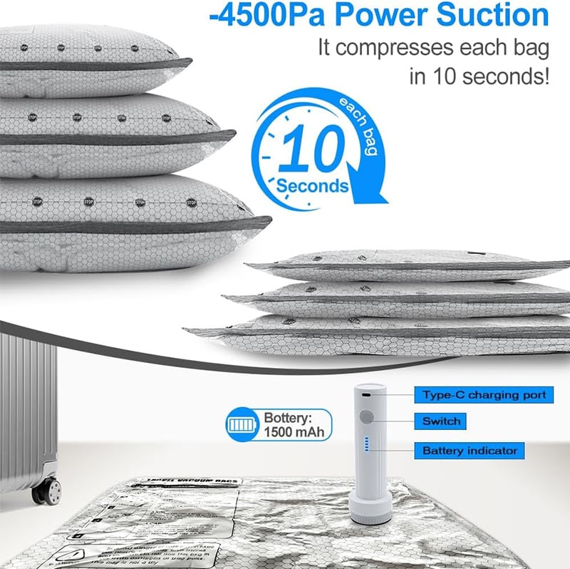 LAST DAY 49% OFF-Cordless Travel Vacuum Storage Compression Bag Set