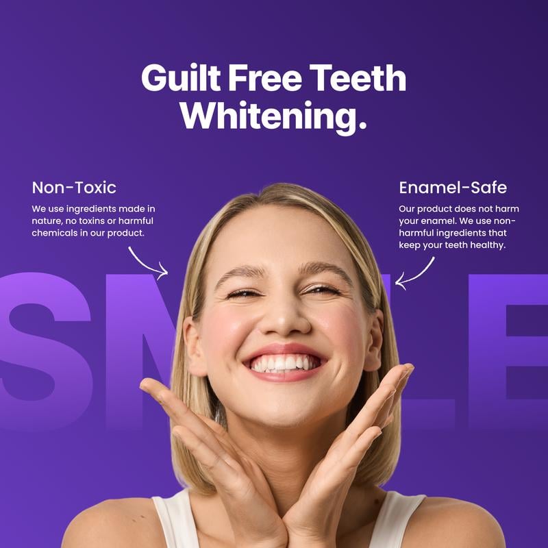 🦷Purple Teeth Whitening Strips - 21 Whitening Sessions - Safe for Enamel - Non Sensitive Teeth Whitening - Peroxide-Free