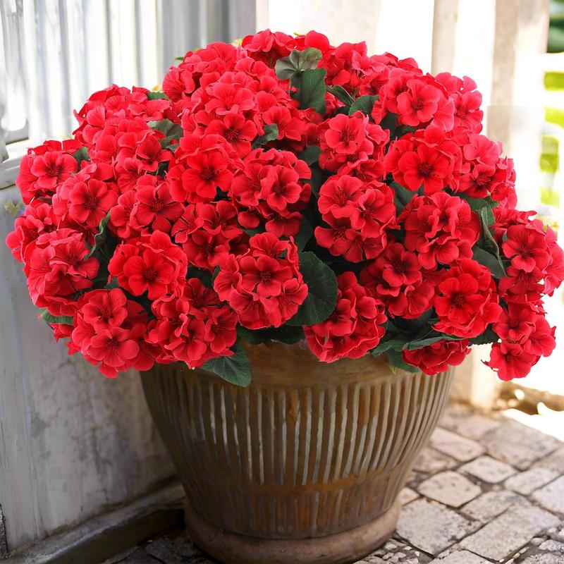 🌺 UV-Resistant Outdoor Geraniums - 49% OFF- ✨ Realistic Red Silk Flowers - No Watering, No Wilting