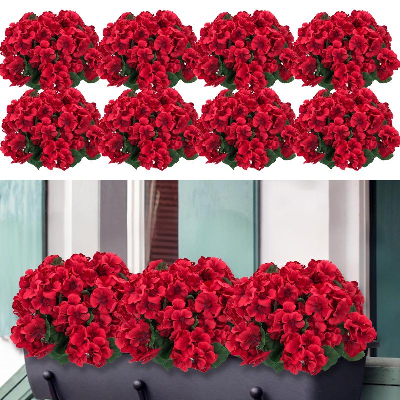 🌺 UV-Resistant Outdoor Geraniums - 49% OFF- ✨ Realistic Red Silk Flowers - No Watering, No Wilting