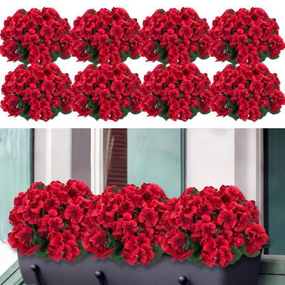 🌺 UV-Resistant Outdoor Geraniums - 49% OFF- ✨ Realistic Red Silk Flowers - No Watering, No Wilting