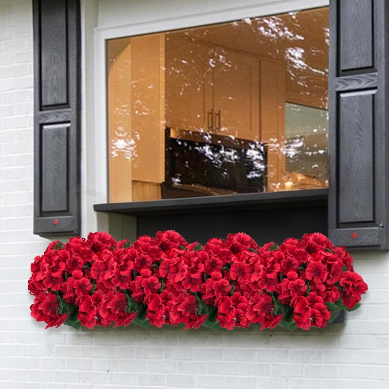 🌺 UV-Resistant Outdoor Geraniums - 49% OFF- ✨ Realistic Red Silk Flowers - No Watering, No Wilting