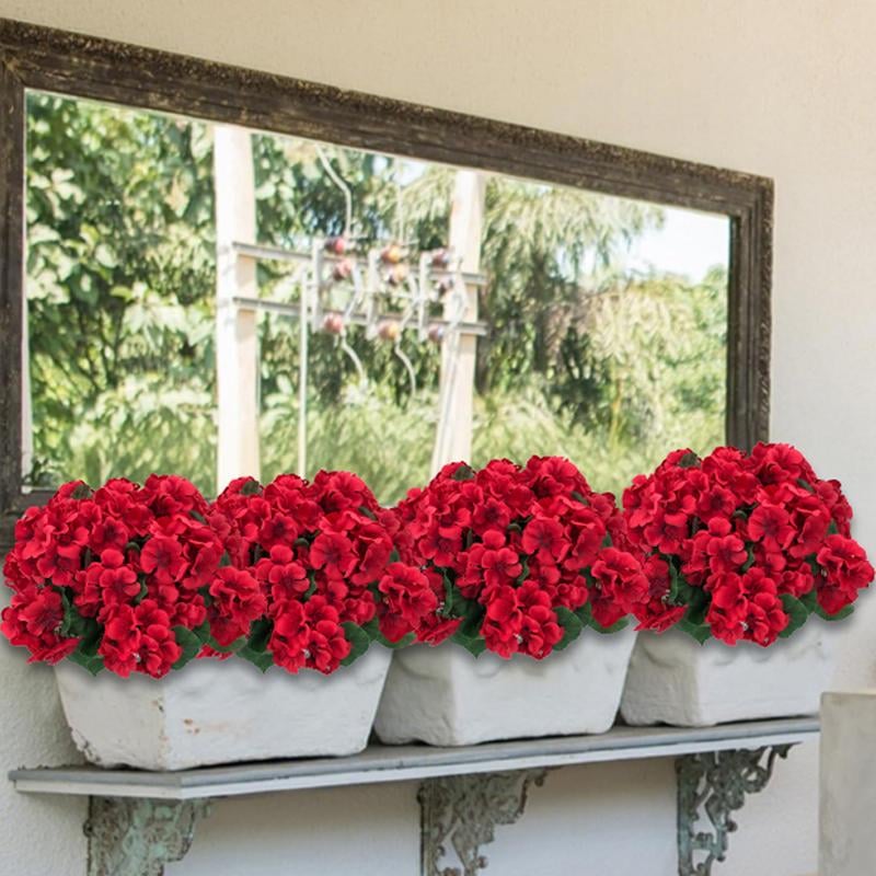 🌺 UV-Resistant Outdoor Geraniums - 49% OFF- ✨ Realistic Red Silk Flowers - No Watering, No Wilting
