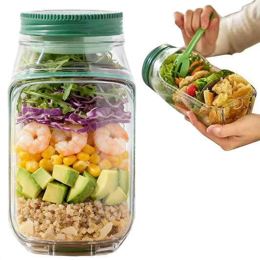 Salad Pod – Leakproof Mason Jar Style Salad Container with Side Hatch Bowl Design